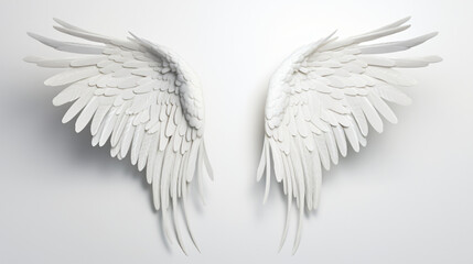 3D Rendered Fantasy Angel Wings on White Background
