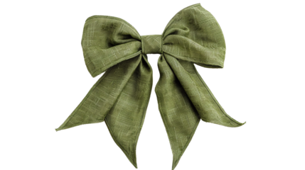 natural green ribbon material isolated against transparent background
