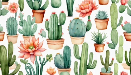 Deurstickers desert cacti in watercolor style, isolated on a transparent background for design layouts colourful background © Fukurou