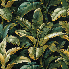 Invent a tropical botanical pattern of plants