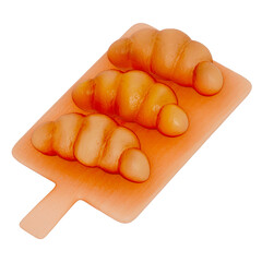 Bakery , Croissant on transparent background , 3D Rendering