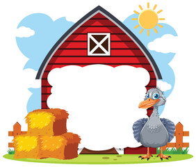 Cartoon dodo standing near a red barn © brgfx
