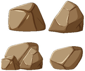 Four different styled vector rocks illustration.