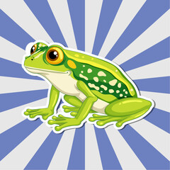 Colorful cartoon frog on a dynamic background.