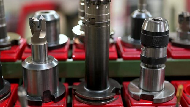 Various many type high precision tool. holder device for interface cutting tool and spindle of cnc machining center or automatic milling machine. High quality 4k footage