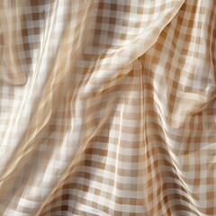 The gingham pattern on a tan and white background