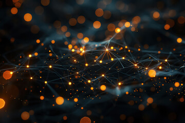 High-speed 6G IoT communication network, tight focus, glowing connections, dark, dynamic lighting