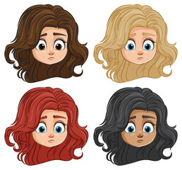 Illustration of four women with different hair colors