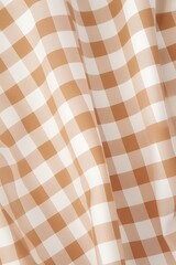 The gingham pattern on a tan and white background