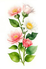 Flower composition. On a light background. Imitation of painting. Stylized illustration.