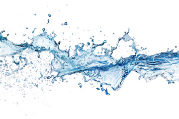 splashing blue water isolated on white or transparent png