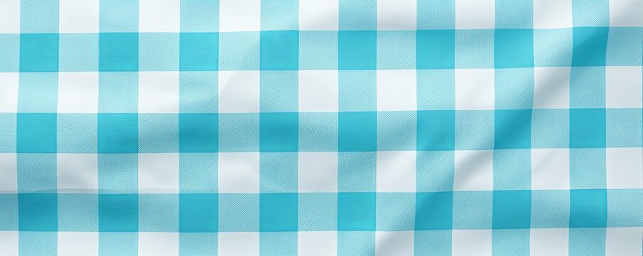 The gingham pattern on a turquoise and white background