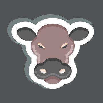 Sticker Cow. related to Animal Head symbol. simple design editable. simple illustration. cute. education