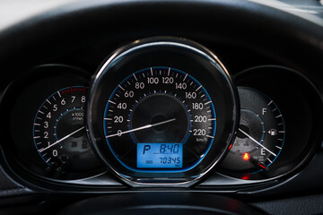 car​ instrument panel, car​ speed motor of​ night, car​ dashboard​ modern​ automobile...