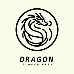 Vintage Dragon Logo Vector Illustration