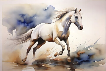 Obraz na płótnie Canvas white horse in the snow