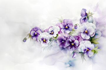 パンジーの花（水彩画）