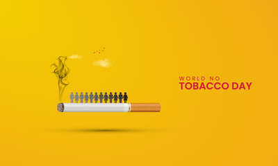 World No Tobacco Day, cigarette and people burning concept, creative design for no tobacco day.