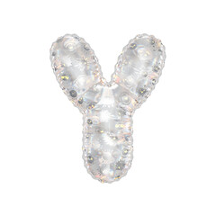 3D inflated balloon letter Y with rainbow glass and sun smiley childrens pattern