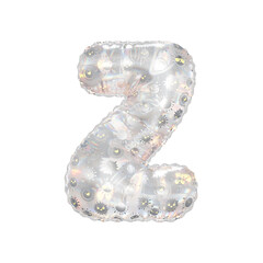 3D inflated balloon letter Z with rainbow glass and sun smiley childrens pattern