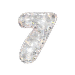 3D inflated balloon Number 7 with rainbow glass and sun smiley childrens pattern