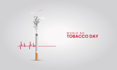 World No Tobacco Day, Heart bit line and cigarette concept, design for social media banner, poster vector illustration.