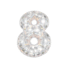 3D inflated balloon Number 8 with rainbow glass and sun smiley childrens pattern