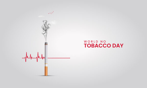 World No Tobacco Day, Heart bit line and cigarette concept, design for social media banner, poster vector illustration.