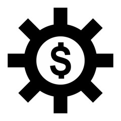dollar symbol inside the gear