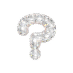 3D inflated balloon Question Symbol/sign with rainbow glass and sun smiley childrens pattern