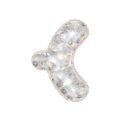3D inflated balloon Curly braces Symbol/sign with rainbow glass and sun smiley childrens pattern