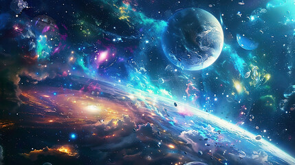 Space. Vivid nebulae and galaxies. - obrazy, fototapety, plakaty