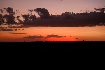 African landscape, sunset with clouds, Olare Motorogi Conservancy, Kenya.
