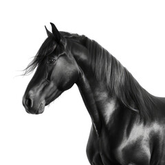 Beautiful horse looking isolated on white