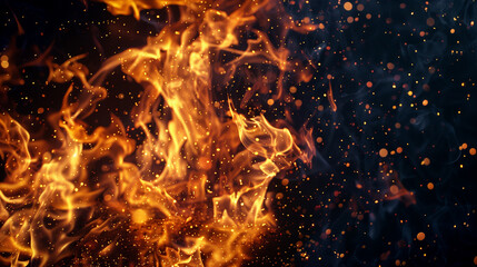 Fototapeta na wymiar Fire flames on black background.