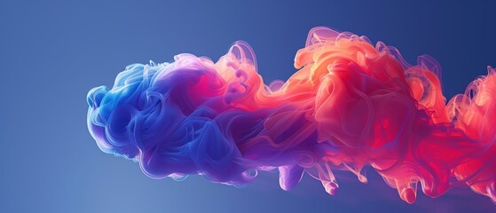  A triad of blue, red, and pink substances levitating against a cerulean background