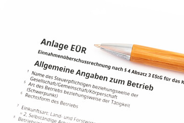 Einnahmenüberschussrechnung Steuerformular Anlage EÜR - obrazy, fototapety, plakaty