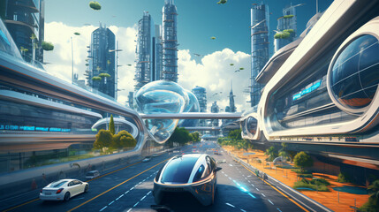 A futuristic cityscape transformed by advanced technol