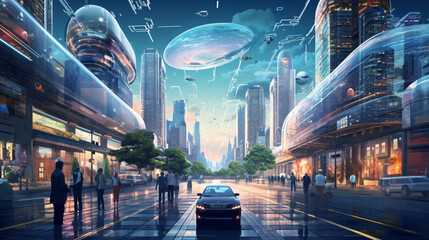 A futuristic cityscape transformed by advanced technol