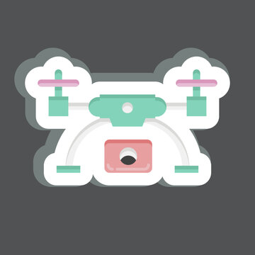 Sticker drone and Aerial Imaging. related to Photography symbol. simple design editable. simple illustration
