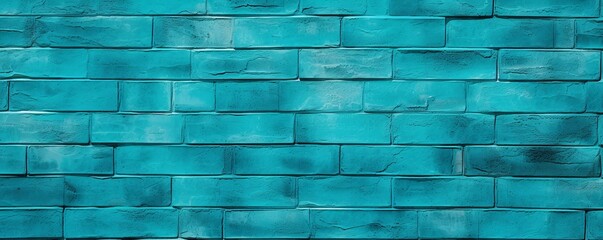 The turquoise brick wall makes a nice background for a photo, in the style of free brushwork