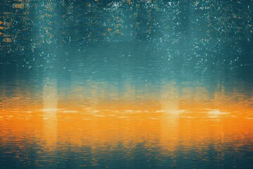 Turquoise and orange abstract reflection dj background, in the style of pointillist seascapes