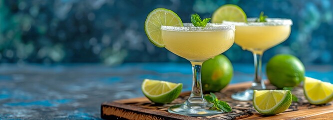 Tantalising margarita on a wooden board