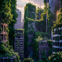 deserted city after plants take over