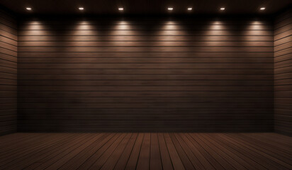 wooden room with wall and spotlights