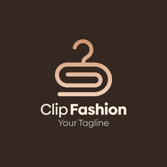 Illustration Vector Graphic Logo of Clip Fashion. Merging Concepts of a Hanger Fashion and Clip Paper Shape. Good for Fashion Industry, Business Laundry, Boutique, Garment, Tailor and etc\