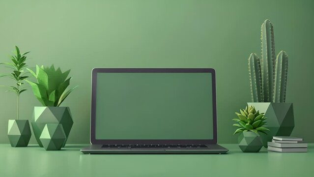 植物と開いたノートパソコン,Generative AI 