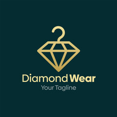 Illustration Vector Graphic Logo of Diamond Wear. Merging Concepts of a Hanger Fashion and Diamond Shape. Good for Fashion Industry, Business Laundry, Boutique, Garment, Tailor and etc
