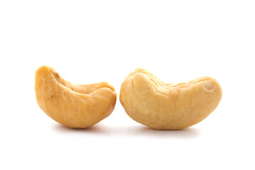 Close up cashews nut on white background