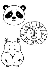 Set of animals. Colouring page 